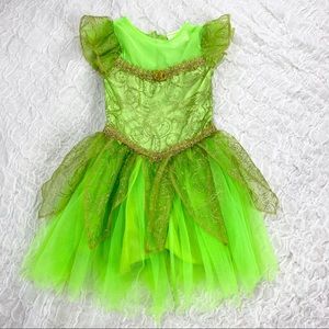 Girls green and gold fairy costume